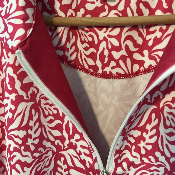 Chico's Coral and White Leaf Print Top, Size Large - Picture 7 of 7
